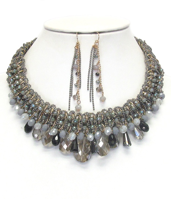 Boutique Style Multi Facet Glass Bead Mix Necklace Set