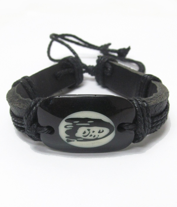 Handwoven Bob Marley Leather Pull Tie Bracelet