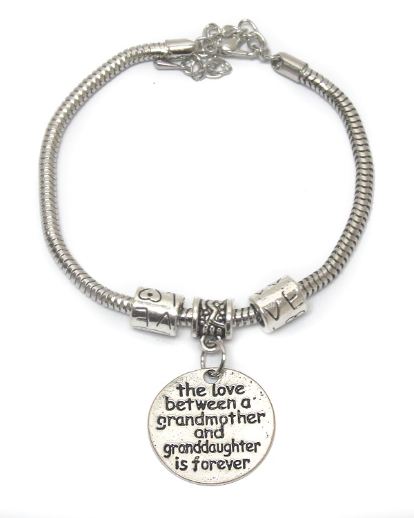 Message Charm Bracelet - Grandmother And Granddaughter Love