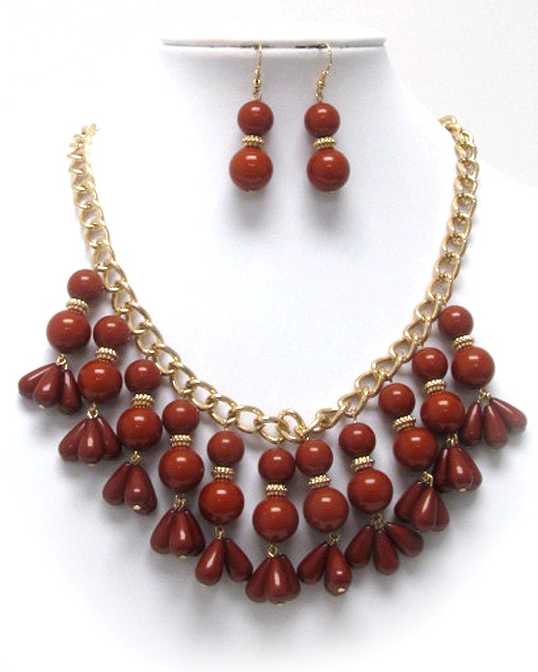 Designer Style Multi Acryl Bubble Necklace Earring Set