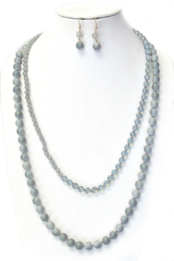 Genuine Semi Precious Stone Mix Long Necklace Set
