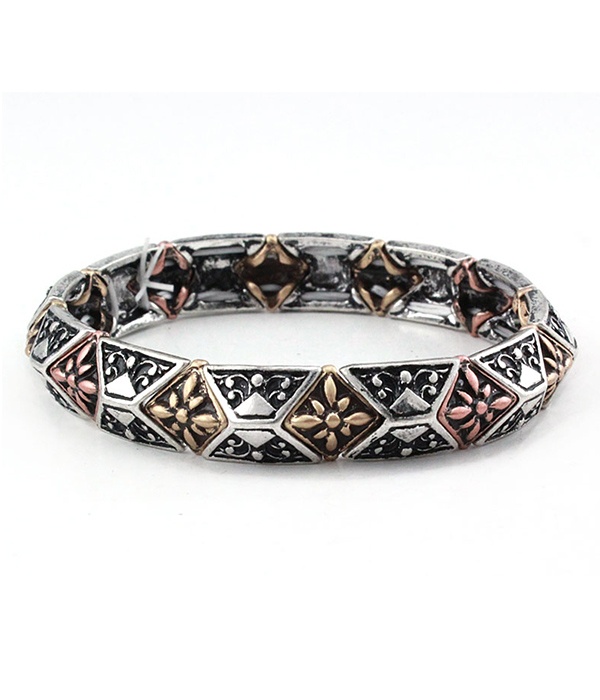Flower Engrave Stretch Bracelet