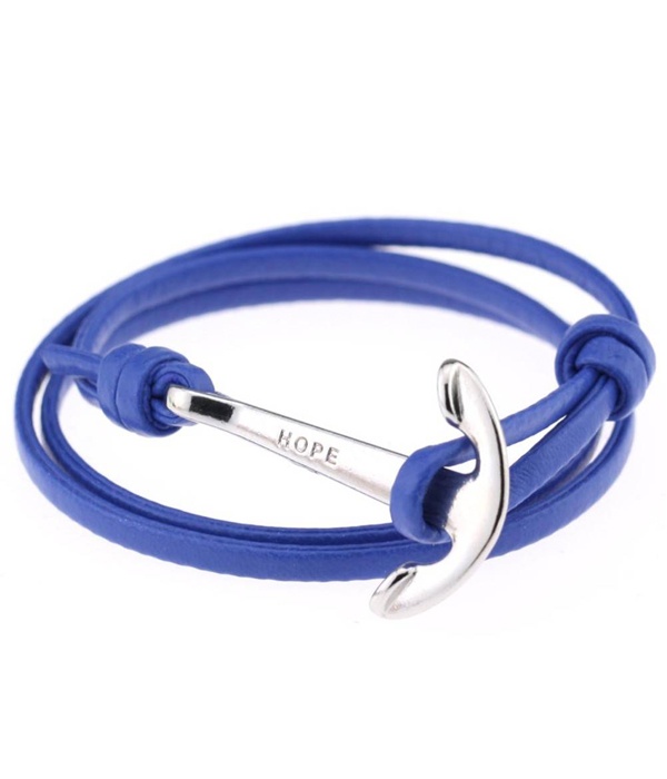 Anchor Leather Wrap Bracelet