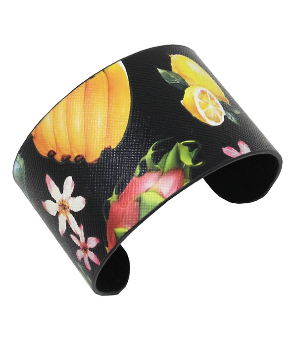 Tropical Fruit Metal Bangle Bracelet