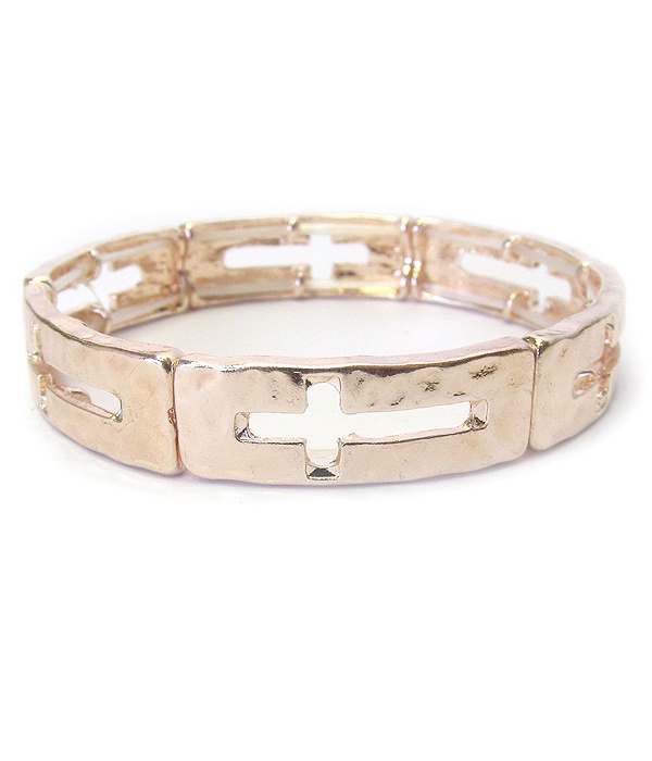 Cross Cut Metal Stretch Bracelet