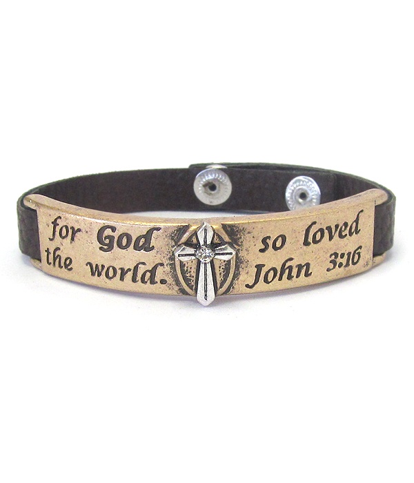 Religious Inspiration Message Leather Band Bracelet