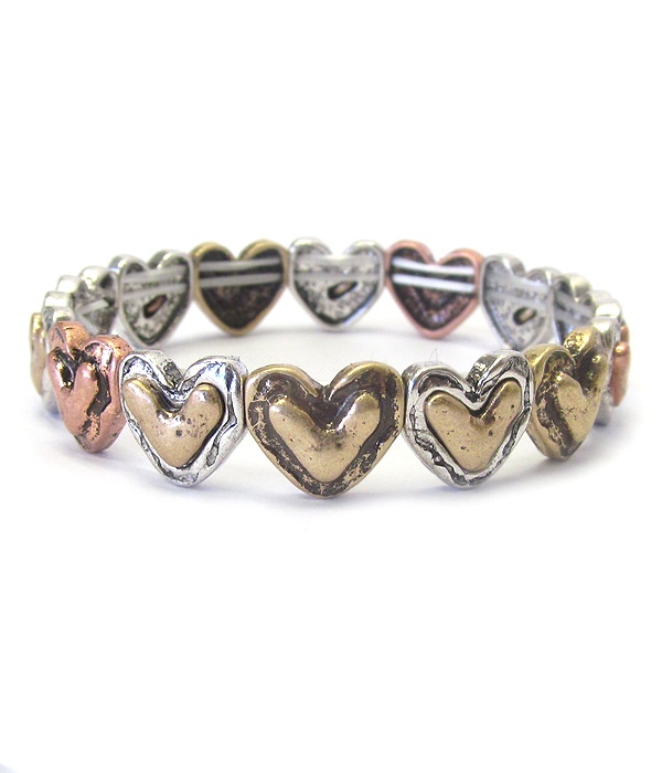 Multi Heart Link Stretch Bracelet