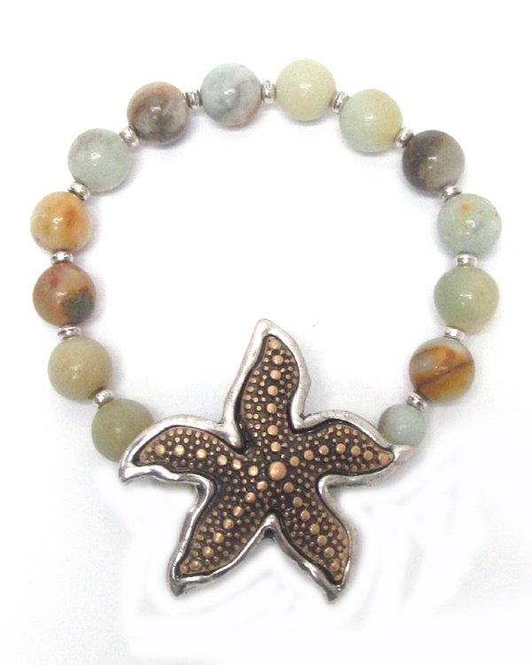 Multi Beads Starfish Stretch Bracelet