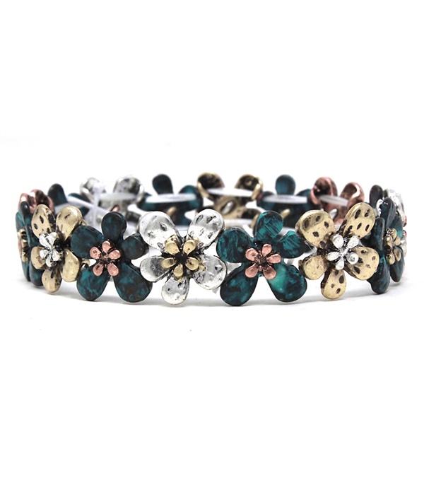 Vintage Metal Flower Stretch Bracelet