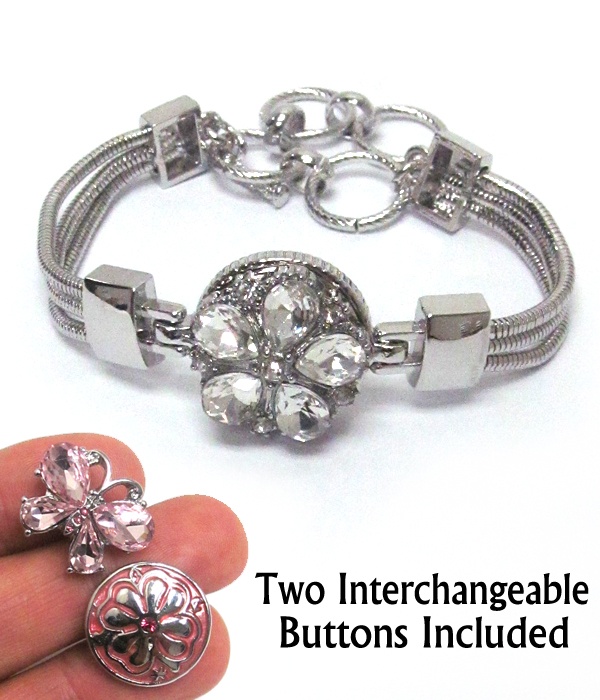 Interchangeable Button Toggle Bracelet - Randomly Pick Two Buttons Included