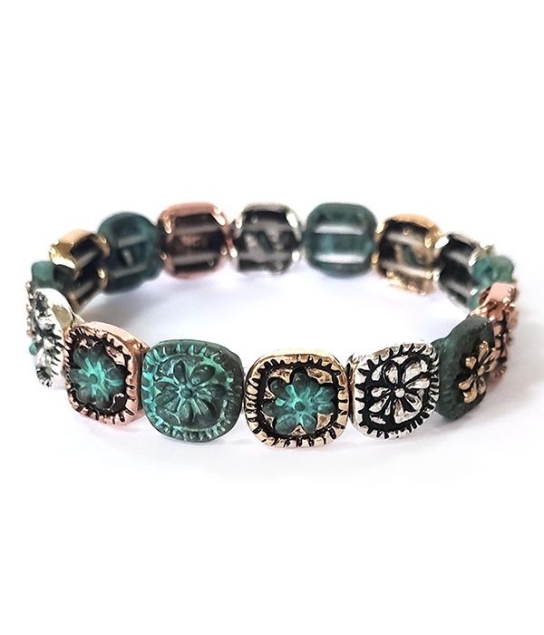 Vintage Metal Flower Stretch Bracelet