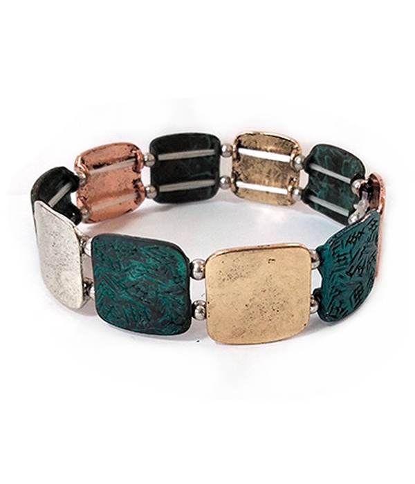 Vintage Metal Plate Stretch Bracelet