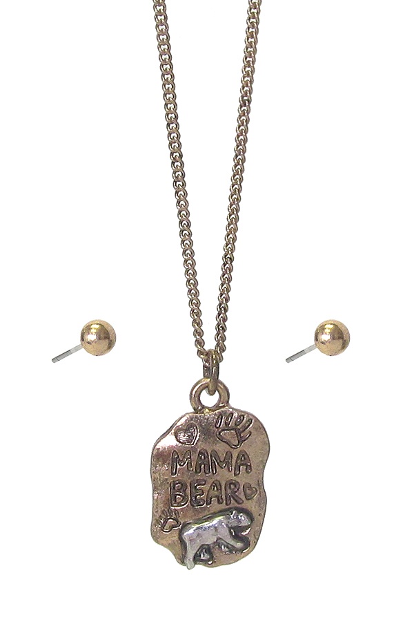 Mama Bear Theme Necklace Set