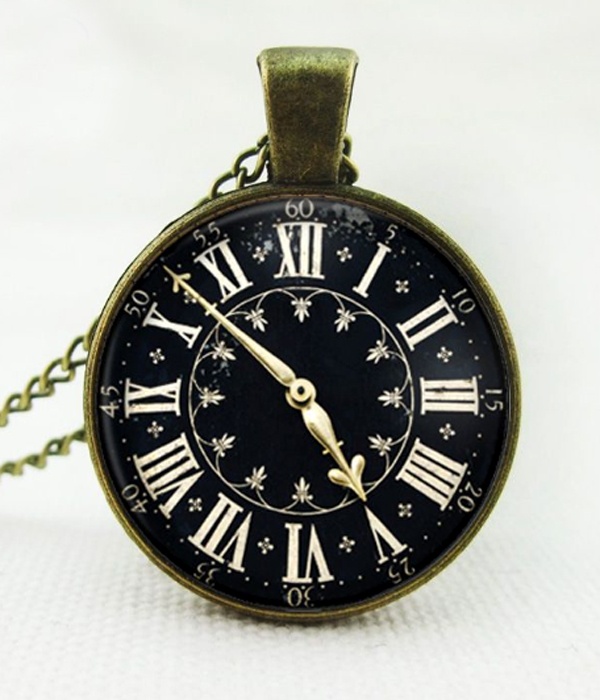Antique Bronze Watch Inspired Cabochon Necklace