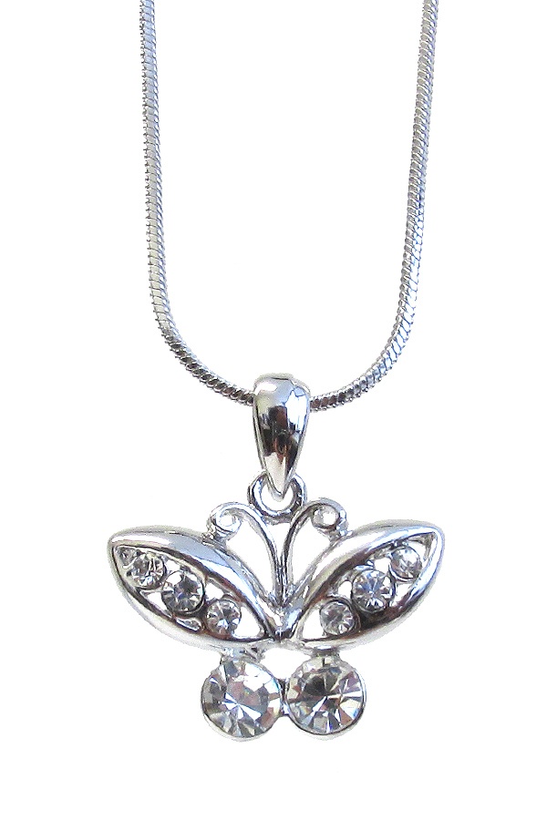 Made In Korea Whitegold Plating Butterfly Pendant Necklace