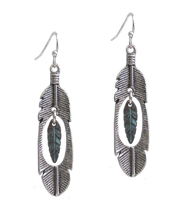 Metal Feather Earring