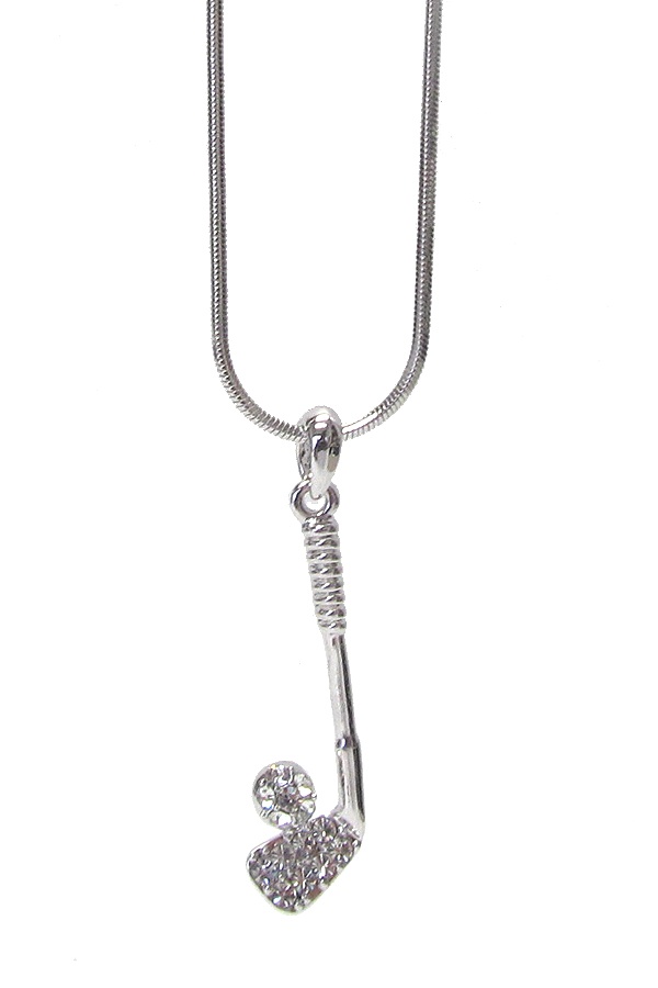 Made In Korea Whitegold Plating Crystal Golf Club Pendant Necklace