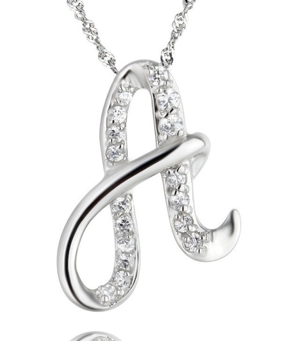 Letter A Initial Pendant With Crystals Necklace