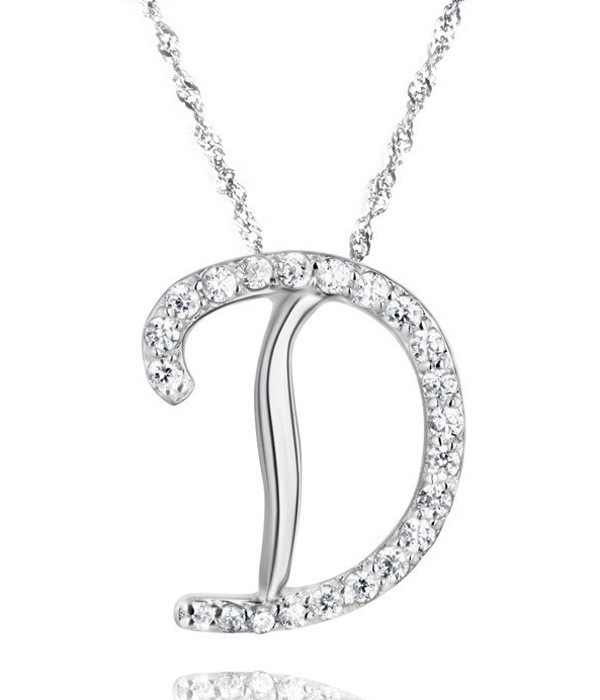 Letter D Initial Pendant With Crystals Necklace