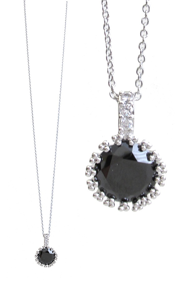 Made In Korea Whitegold Plating Crystal Pendant Necklace