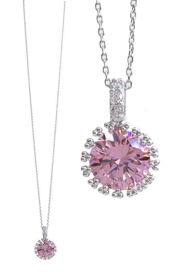 Made In Korea Whitegold Plating Crystal Pendant Necklace