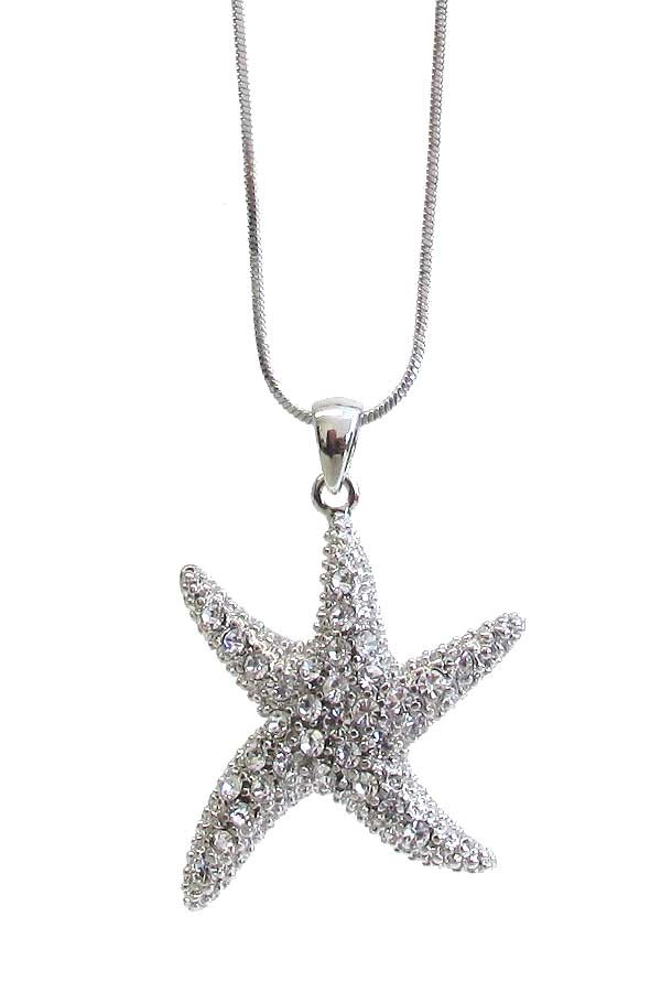 Made In Korea Whitegold Plating Starfish Pendant Necklace