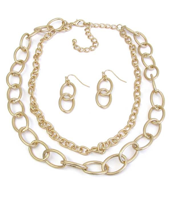 Double Layer Chunky Chain Necklace Set