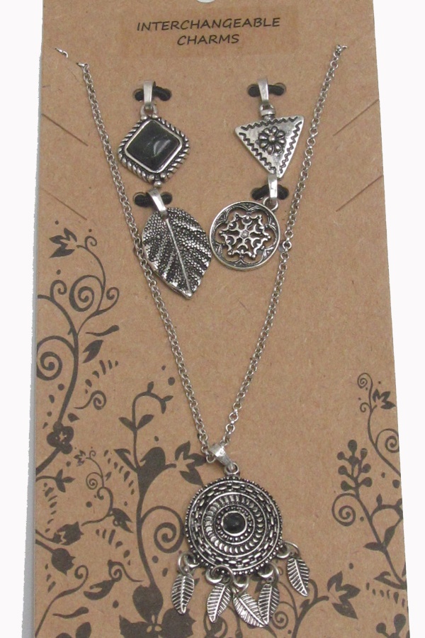 Boho Style 5 Pendant Interchangeable Chain Necklace