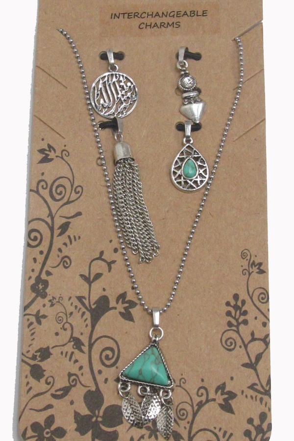 Boho Style 5 Pendant Interchangeable Chain Necklace