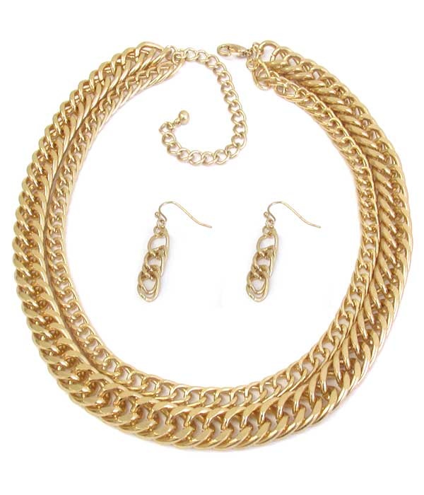Double Chunky Chain Neckalce Set