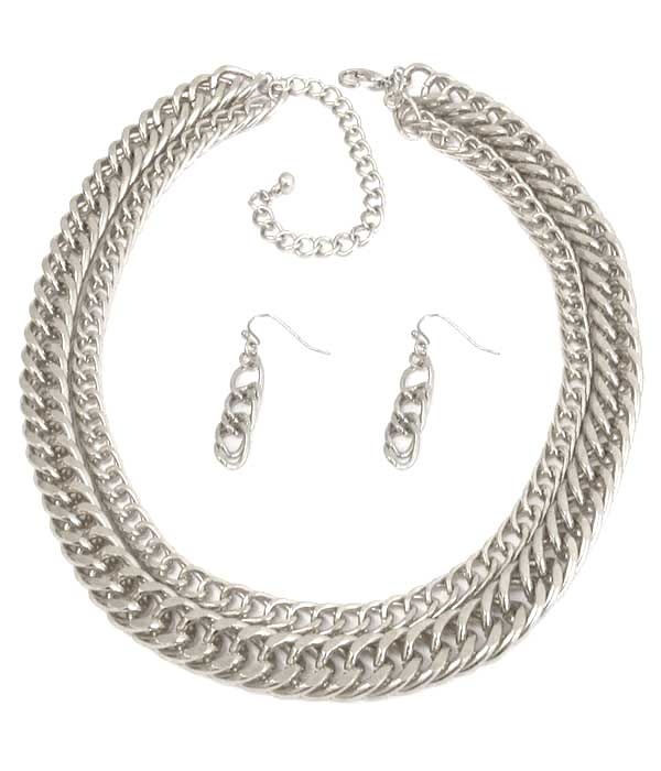 Double Chunky Chain Neckalce Set
