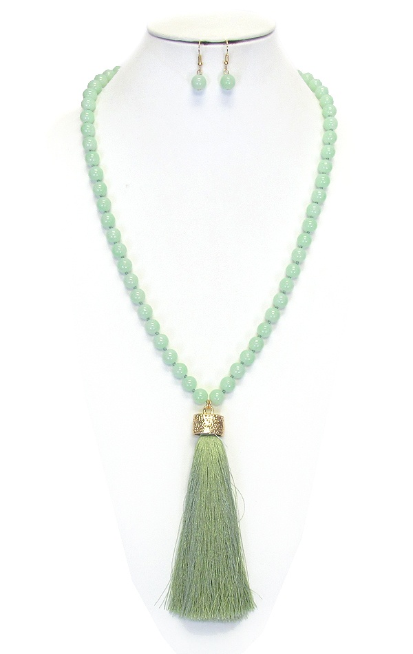 Thread Tassel Long Necklace Set
