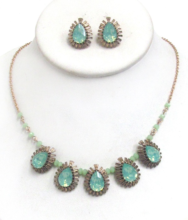 Catherine Popesco Inspired Opal Crystals Necklace Set