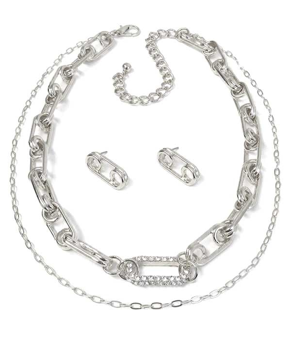 Double Layer Chunky Chain Necklace Set