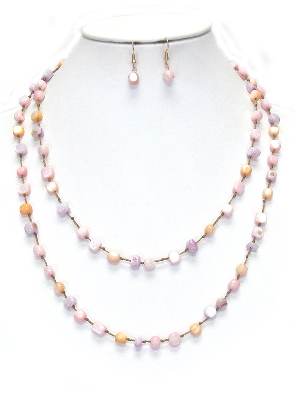 Mulit Shell Thread Knot Long Necklace Set