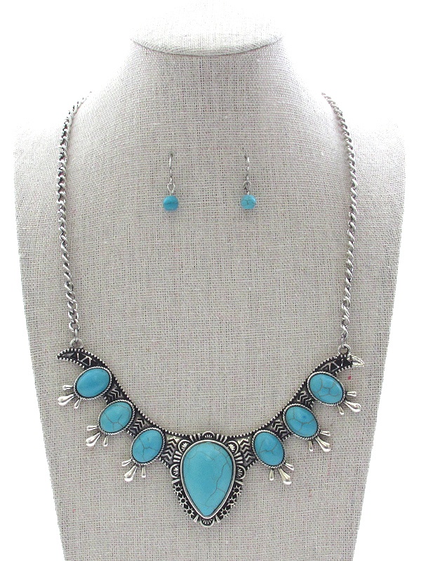 Western Style Multi Turquoise Necklace Set