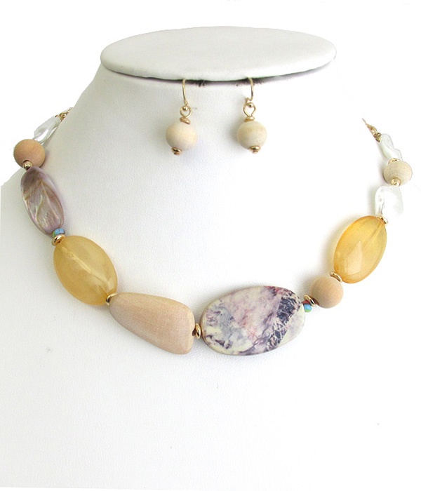 Multi Stone Mix Necklace Set