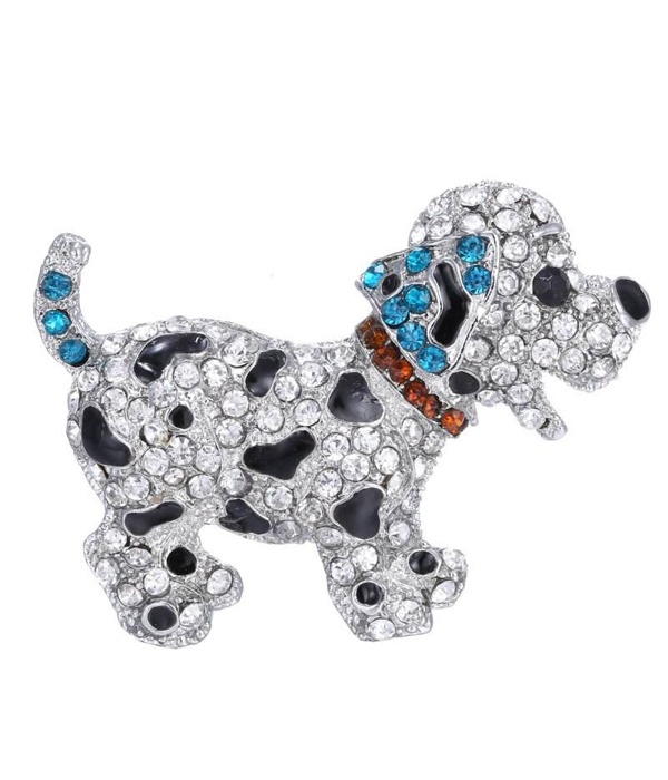 Crystal Dog Pin Or Brooch