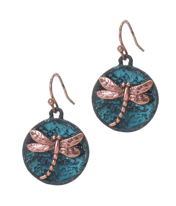 Dragonfly On Disc Earring