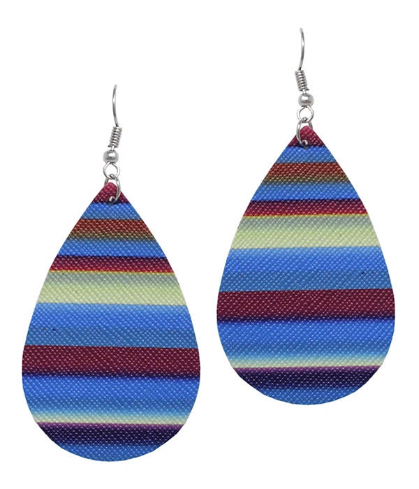 Faux Leather Rainbow Teardrop Earring