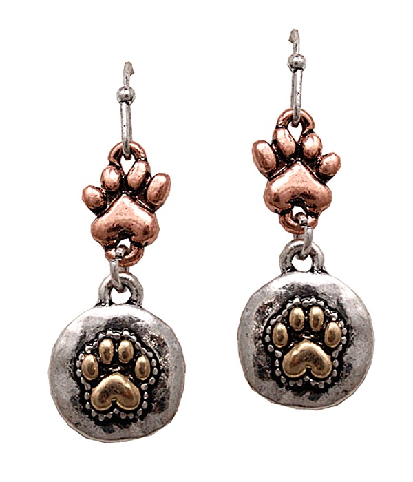 Pet Lovers Inspiration Paw Print Drop Earring