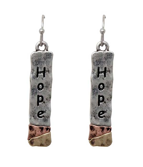 Religious Inspiration Metal Bar Earring - Hope