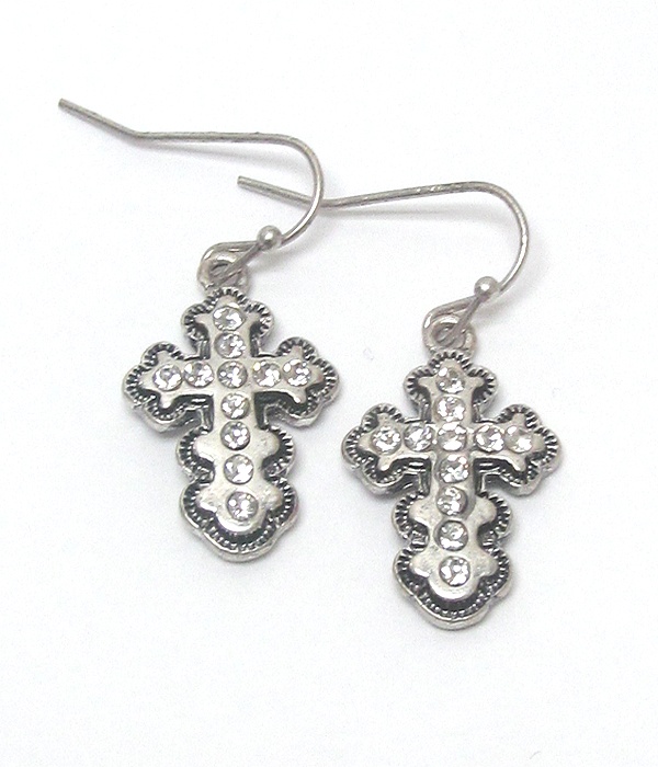 Crystal Cross Earring