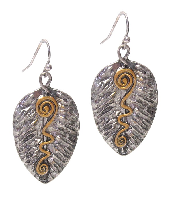 Antique Silver Leaf Earring