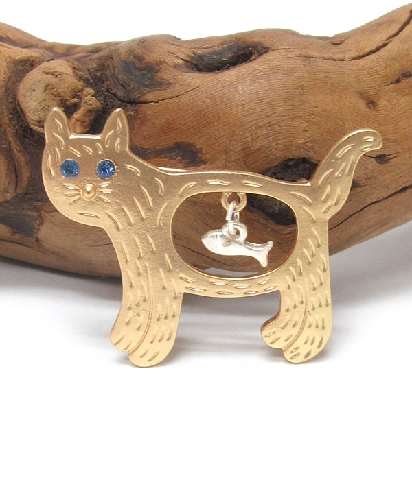 Cat And Fish Brooch Or Pin