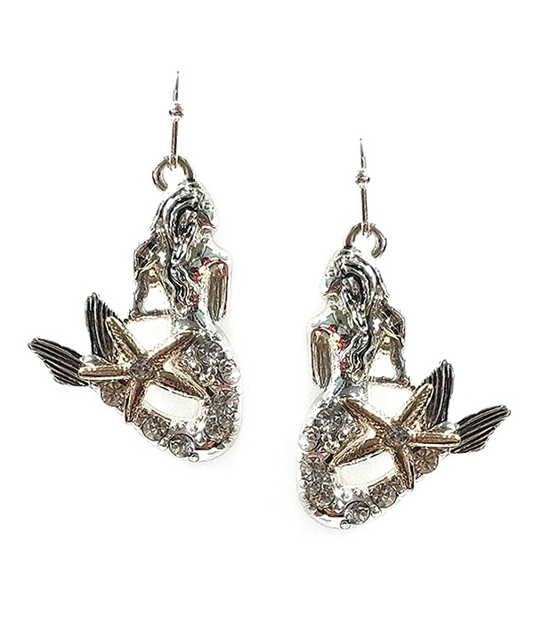 Sealife Theme Mermaid And Starfish Earring