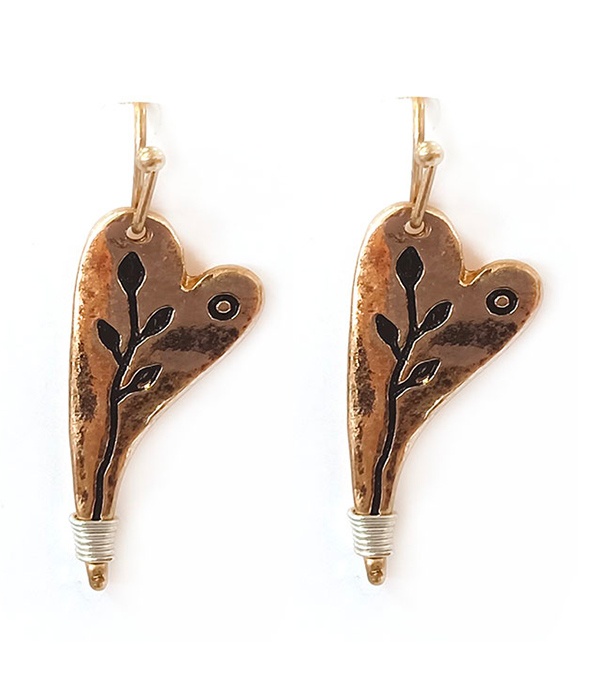 Long Heart Metal Earring