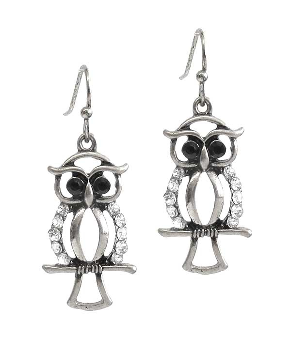 Crystal Owl Earring