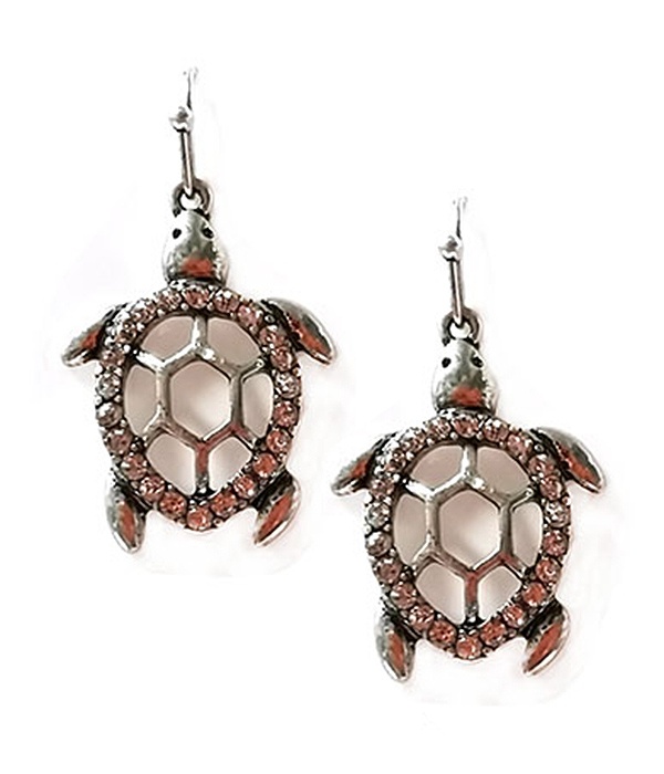 Crystal Metal Turtle Earring