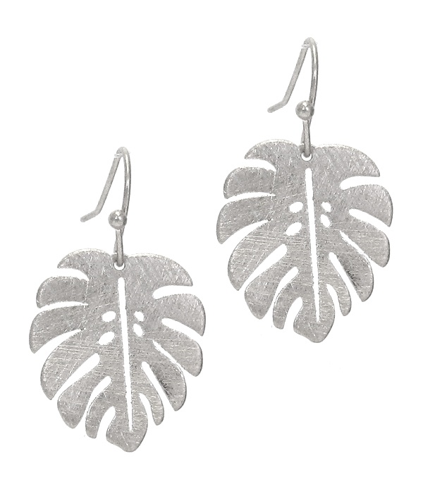 Scratch Monsteria Leaf Earring - Brass Metal